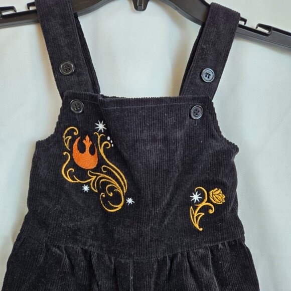 Star‎ Wars Rebel Icons Black Embroidered Toddler Girls Corduroy Overalls 4T New - Picture 2 of 9